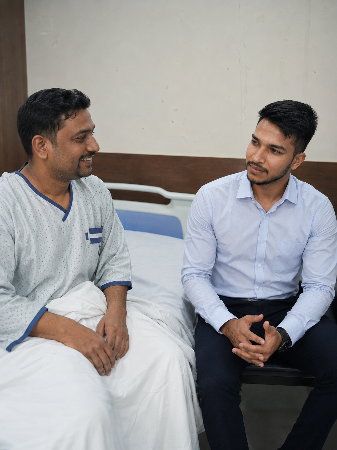 Attendant going over a care plan with a patient