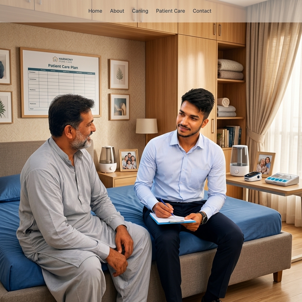Nurse checking on an elderly patient at home in Nagpur